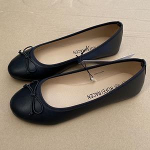 Doran Elegante strik ballerina dames platte ronde neus comfort slip-on dames loafers lederen enkele schoenen 42 zwart