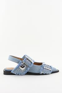 Ganni ballerina's S2939 denim blauw