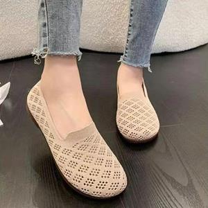 GtimeShoes Zomer Mesh Stoffen Ademende Flats Damesschoenen Ventilerend Kant Vrijetijdsschoenen Mom Schoenen Comfort Casual Licht Sneakers 38 beige