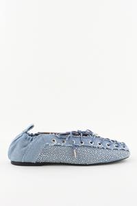 Ganni ballerina's met strass steentjes S2913 faded denim