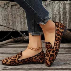 Versatile shoes Lente en zomer Nieuwe ronde neus luipaardprint sexy ademend slijtvaste comfortabele en casual damesschoenen loafers dames 35