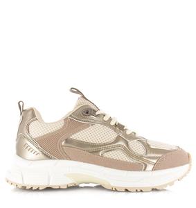 S C Sneakers Yano Cappuccino Wit Mesh Lage sneakers Dames