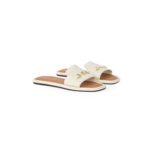 Tommy Hilfiger Slippers LEATHER HORSEBIT MULE , flats, zomerschoen, comfortabele schoen met gouden decoratieve gesp