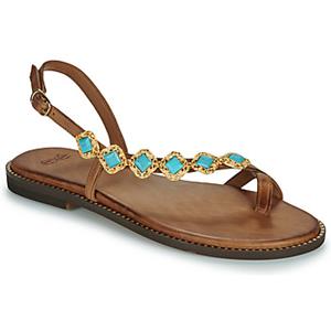 Exé Shoes Sandalen  530-MILOS-LEATHER-BROWN-TURQUOISE