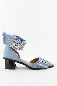 Ganni pumps met gesp S2942 faded denim