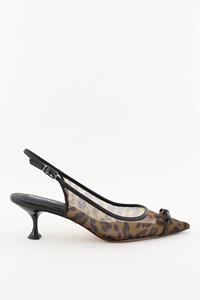 Lola Cruz slingback pumps mesh dierenprint zwart