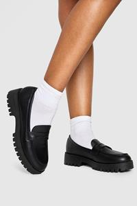 Boohoo Dikke Loafers Met Paneel, Black