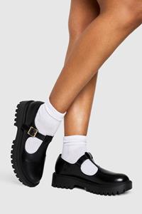 Boohoo Dikke Loafers Met T-Bar, Black