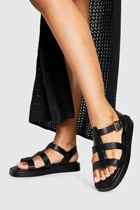 Boohoo Brede Dikke Vissers Sandalen, Black