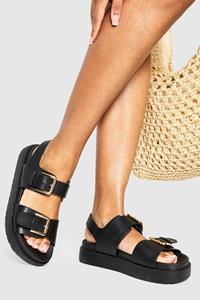 Boohoo Dikke Sandalen Met Gesp Detail, Black