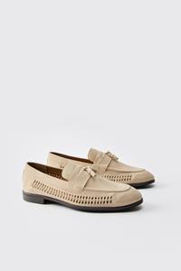 Boohoo Geweven Loafers Met Kwastjes, Light Grey