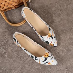 Fresh Steps Plus Size Damesschoenen Instapper Dames Flats Hot Sale Dagelijks Flats Dames Print Puntschoen Ondiepe Zachte Bodem Schoenen Dames 35 wit