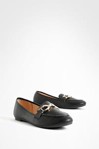 Boohoo Loafers Met Hardware Detail, Black