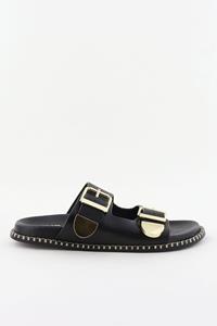 Toral sandalen zwart met gouden gesp