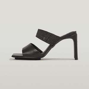 G-Star RAW Darcy Lederen Muiltje Met Hak - Zwart - Dames