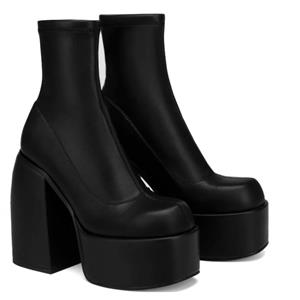 Step Forward Moderne laarzen dames platform hakken ronde neus leren laarzen dikke hakken rits designer blokhak schoenen mode meisjes casual schoenen 35 wit