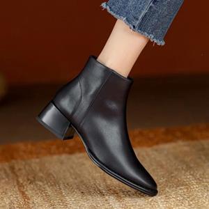 SoleVibe Shoes Dames Enkellaarsjes Dikke Hakken Korte Laarzen Mode Winterschoenen Dames Ins Herfst Dagelijks Kantoor Dame Schoenen Maat 34-40 34 bruin