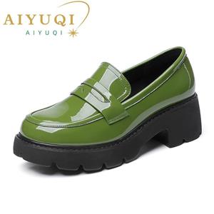 AIYUQI Loafers Schoenen Dames Lente Platform Dames Plus Size Schoenen Britse Stijl Mode Groene Schoolschoenen Dames 35
