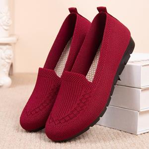 Leayond Effen kleur dames casual schoenen Lichtgewicht ademend antislip dagelijkse damesschoenen 35 rood