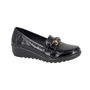 Dames/Dames Glanzend Patent PU Zadelafwerking Wedge 5 UK zwart