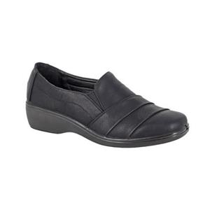 Boulevard dames/dames loafers met dubbele kruisje met ruches 4 UK zwart