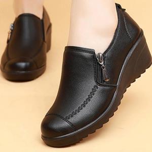 QGOOD Lente herfst mode dames wedge casual enkele schoenen: Verhogen, dragen, comfortabele chaussure femme 36 rood