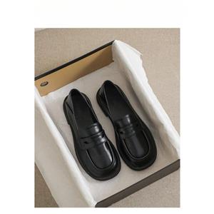 BEYIII2 Kleine lederen schoenen dames Britse stijl lente nieuwe zwarte één pedaal loafer platte Japanse stijl JK uniforme pompen 35