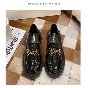 BEYIII2 Leren schoenen in Britse stijl Dames lente en herfst Nieuwe Japanse Jk Platform Slip-on Franse Loafers Chunky Heel Pumps 35