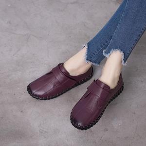 Taremid Lente Dames Echt Leer Handgemaakte Schoenen Vrouwen Klittenband Platte Schoenen Vrouwen 2021 Herfst Zachte Loafers Flats 35 zwart