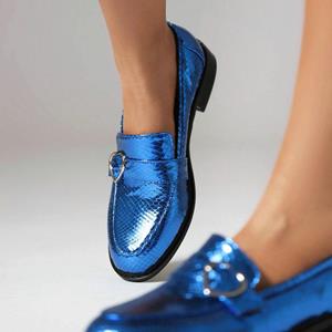 Ochanmeb-Women Shoes Vrijetijdsschoenen Dames Casual Slip-on Schoenen Dames Oxfords Lage Hakken Platte Schoenen 38 blauw