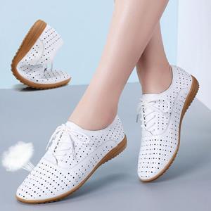 GtimeShoes Echte leren zomerloafers dames casual schoenen mocassins zachte puntige neus dames schoenen dames flats schoenen wit 35 wit