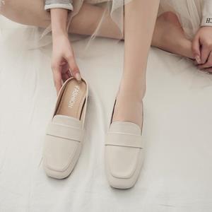 Chic Steps mode Mode Slip op Muiltjes Grote Maat 43 Platte Pantoffels 2024 Zomer Vrouwen Platte Casual Buiten Vierkante Teen Schoenen Dames Pantoffels 35 zwart