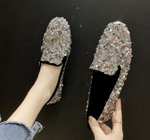 SoleVibe Shoes Dames Platte Glitter Sneakers Casual Vrouwelijke Slip-On Bling Platform Comfortabele Plus Size Loafer Schoenen km87dfc4 35 zwart