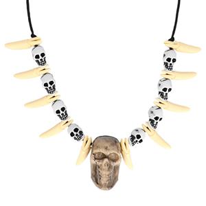 Boland Carnaval verkleed accessoires Piraten sieraden - ketting met tanden/schedels - kunststof -