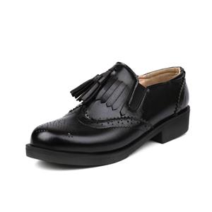 Meotina Dames Loafers Pumps Ronde Neus Platform Dikke Lage Hakken Kwastje Dames Mode Casual Schoenen Lente Herfst Zwart Bruin 46 34 zwart