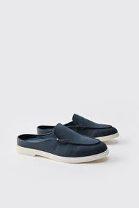 Boohoo Suède Loafers Met Open Rug, Navy