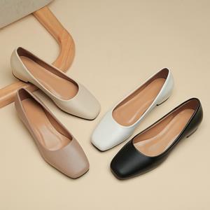 Framont Fashion House Nieuwe platte damesloafers, eenvoudige lage hakken, kantoorwerk, casual schoenen, instappers, platte schoenen, damesschoenen met vierkante neus, werkschoenen 35 zwart