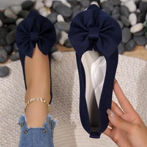 Best Fashion Pavilion Nieuwe dames flats schoenen strik puntige neus schoenen vrouwelijke wandelschoenen jurk schoenen mode casual sandalen ondiepe Zapatillas Mujer 41 blauw