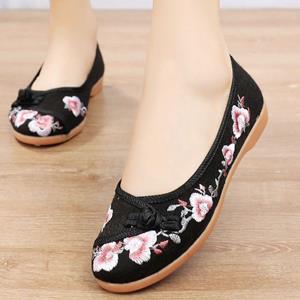 Yoxier Geborduurde stoffen schoenen Retro etnische stijl dames geborduurde schoenen Platte vrijetijdsschoenen Ademende mesh-schoenen 35