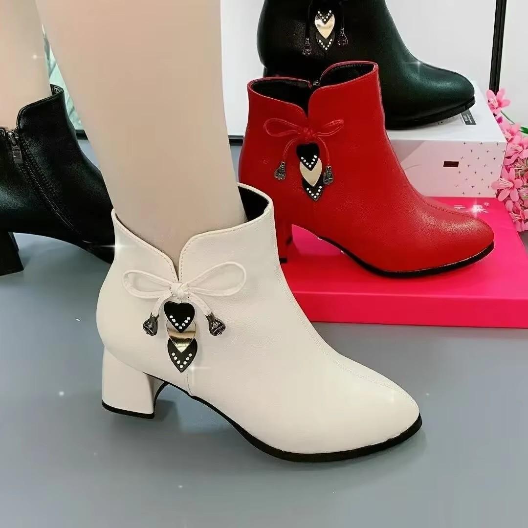 TryTry Laarzen met hoge hakken, dames, lente- en herfstlaarzen, damesschoenen met rits, wit, waterdicht, Taiwanese schoenen met hoge hakken 41 zwart