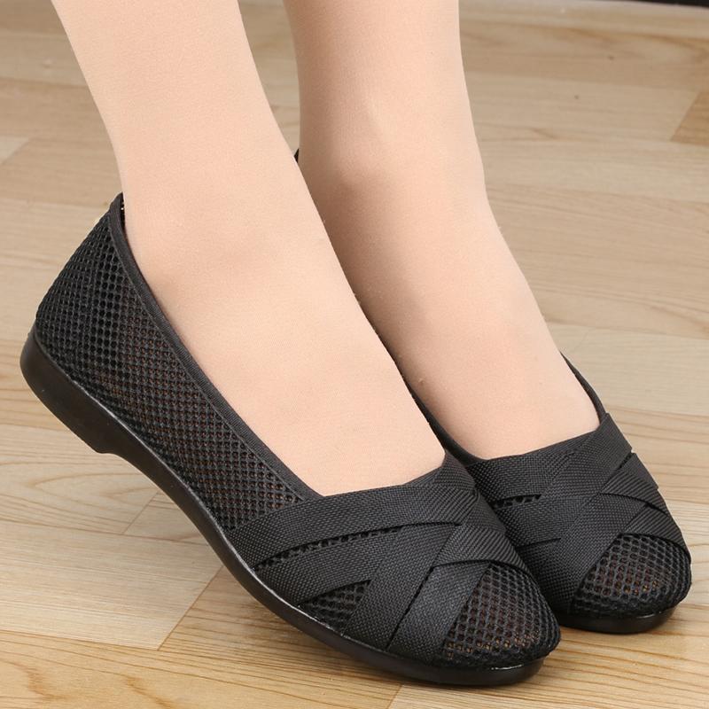 Kuma Damesmode Comfortabele stoffen platte schoenen Dame loafers schoenen 42 zwart