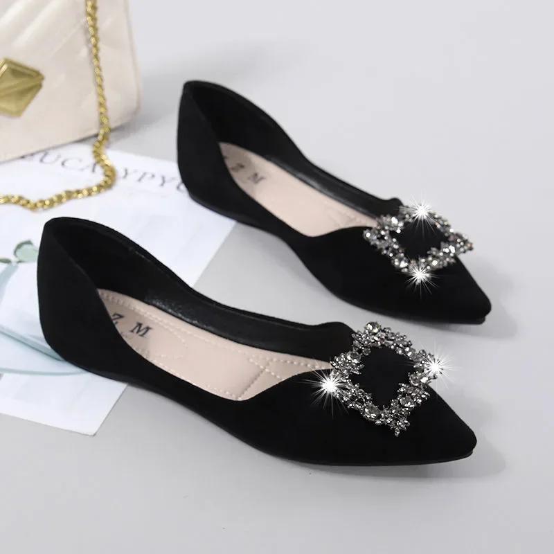SmoothWalk Wear Platte schoenen voor dames 2024 Loafers Mode Dames Comfortabele luxe strass merk schoenen Zwarte vrouw Herfst Zomer 35