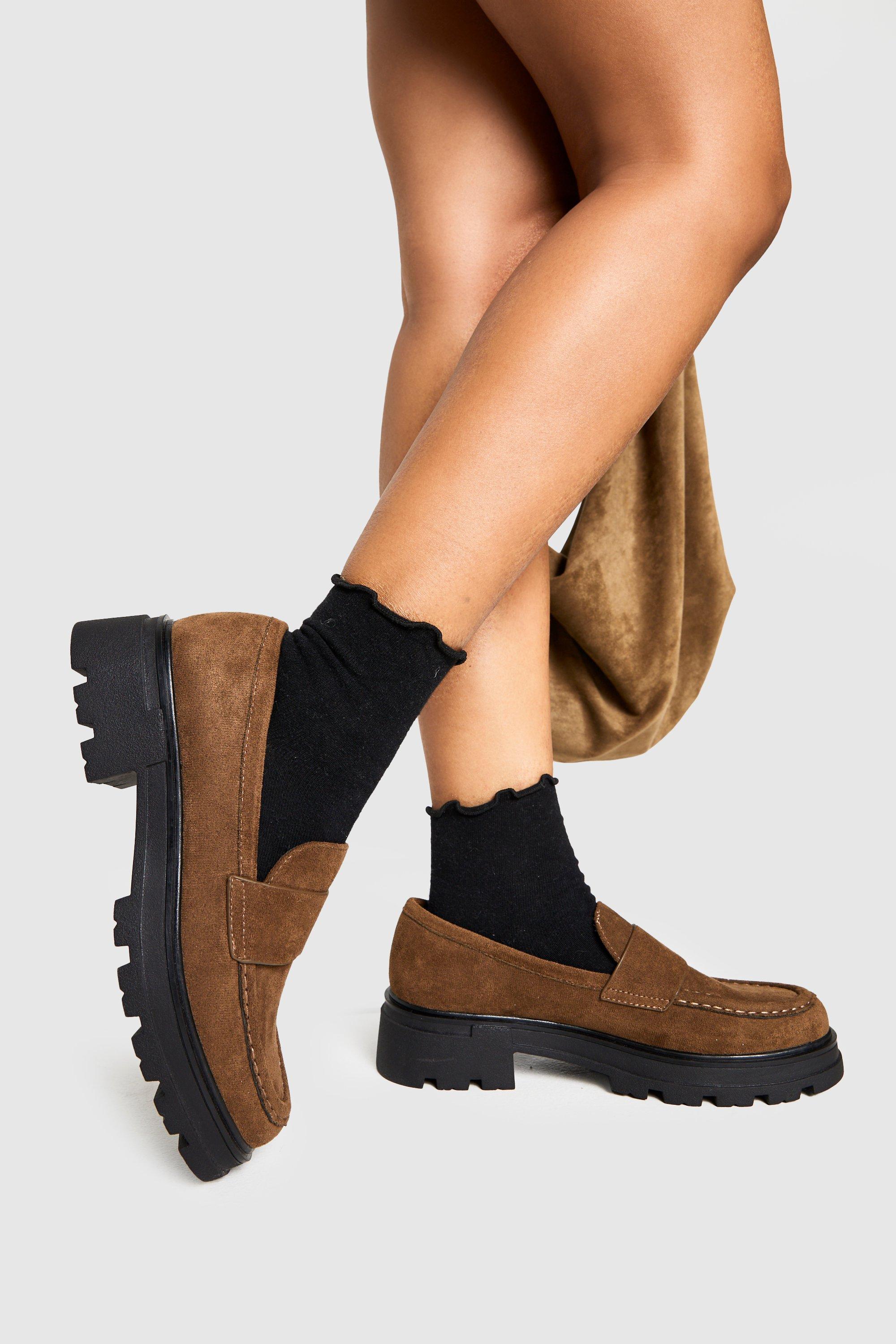 Boohoo Faux Suede Chunky Loafers, Taupe
