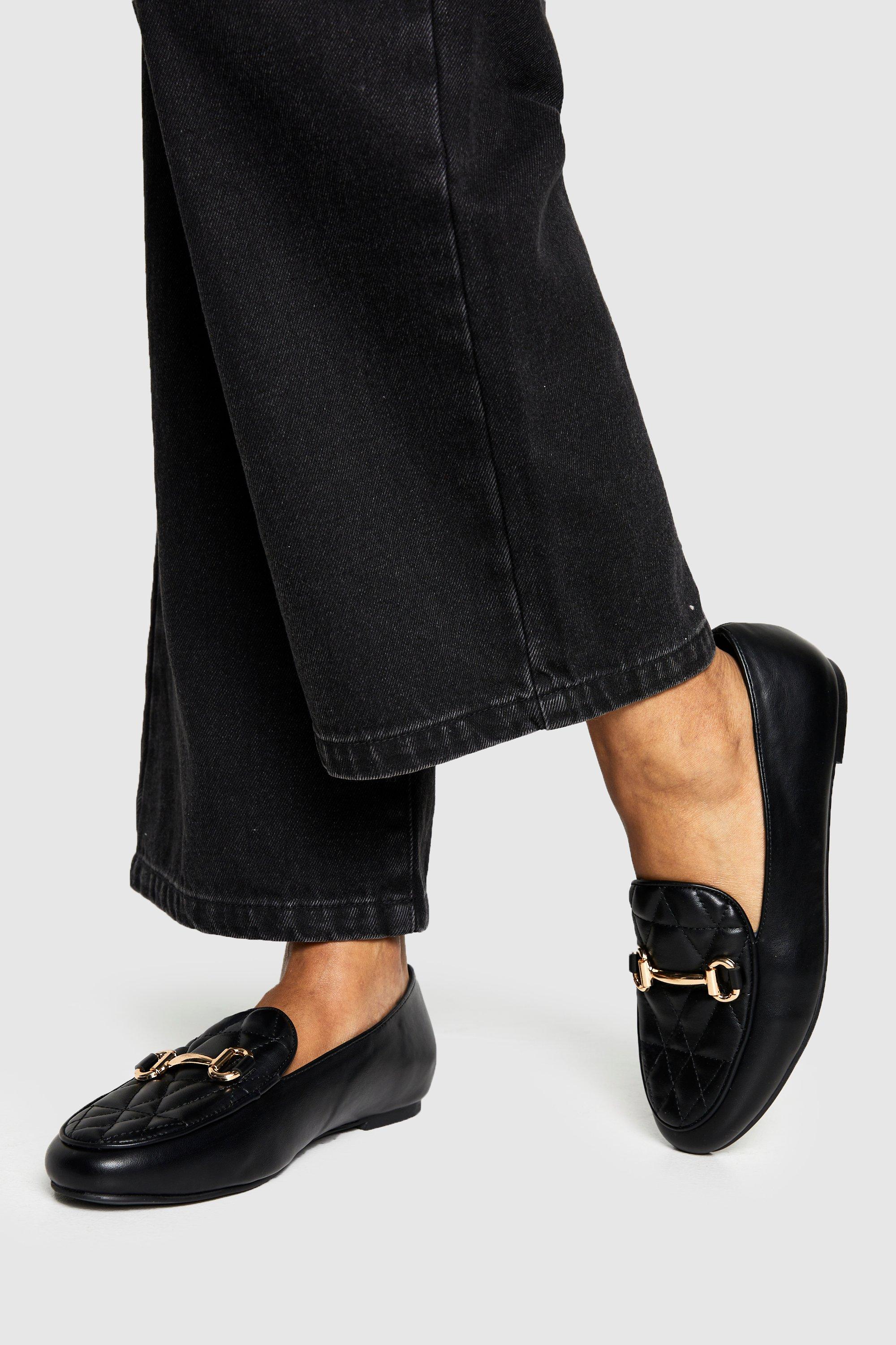 Boohoo Wide Fit Quilted Loafer, Black