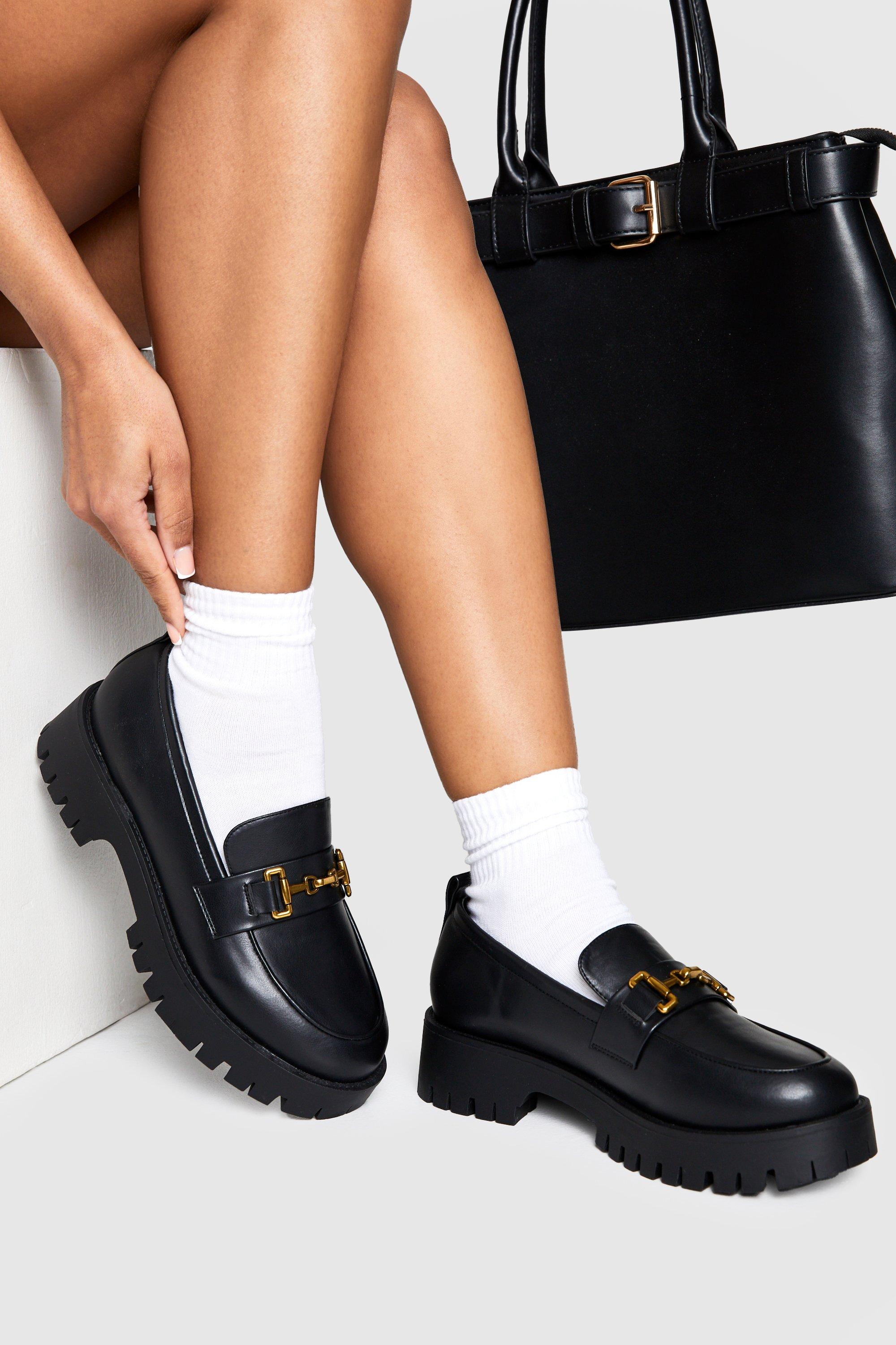 Boohoo Wide Fit Chunky Hardware Loafer, Black