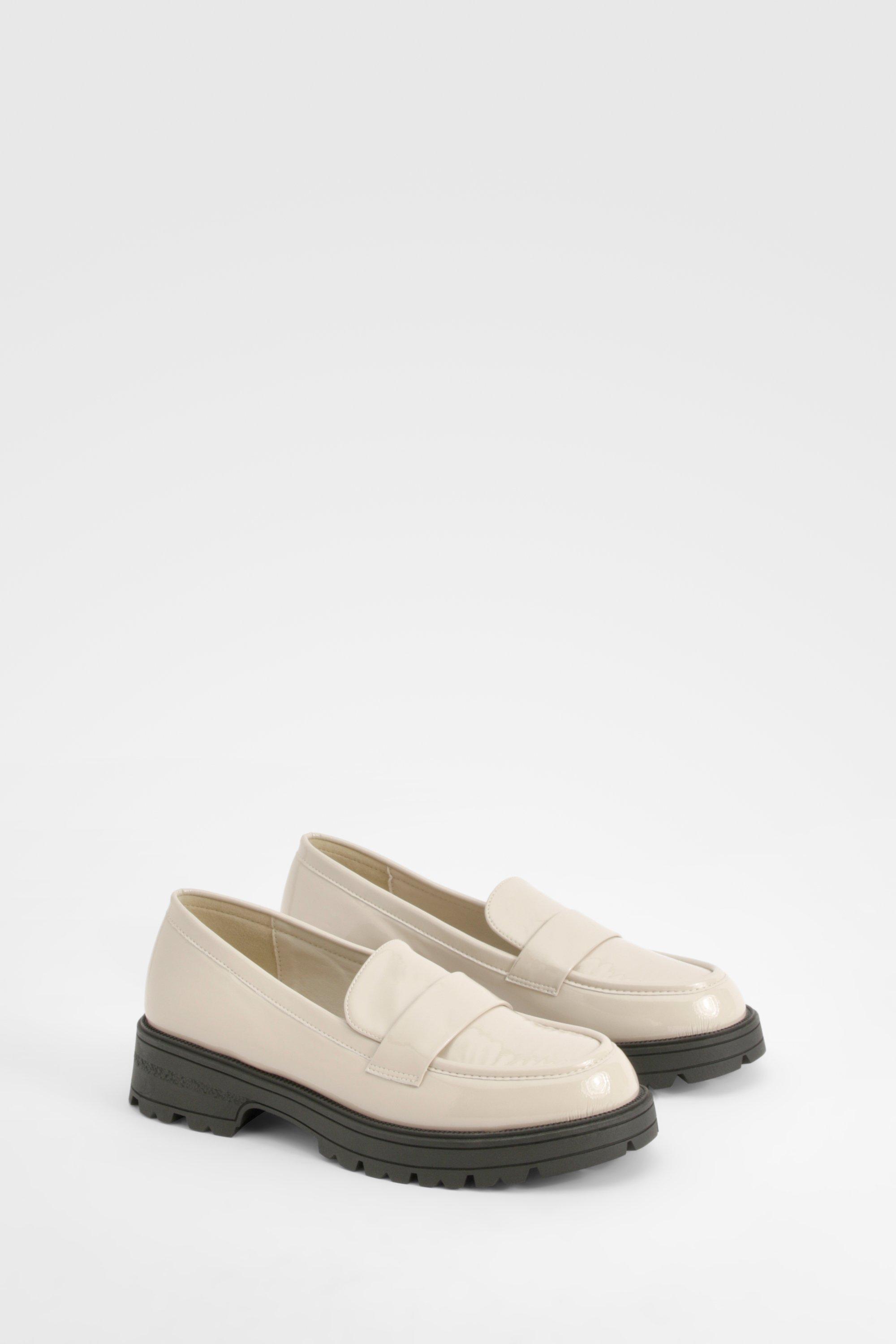 Boohoo Nepleren Loafers Met Contrasterende Zool En Textuur, Ecru