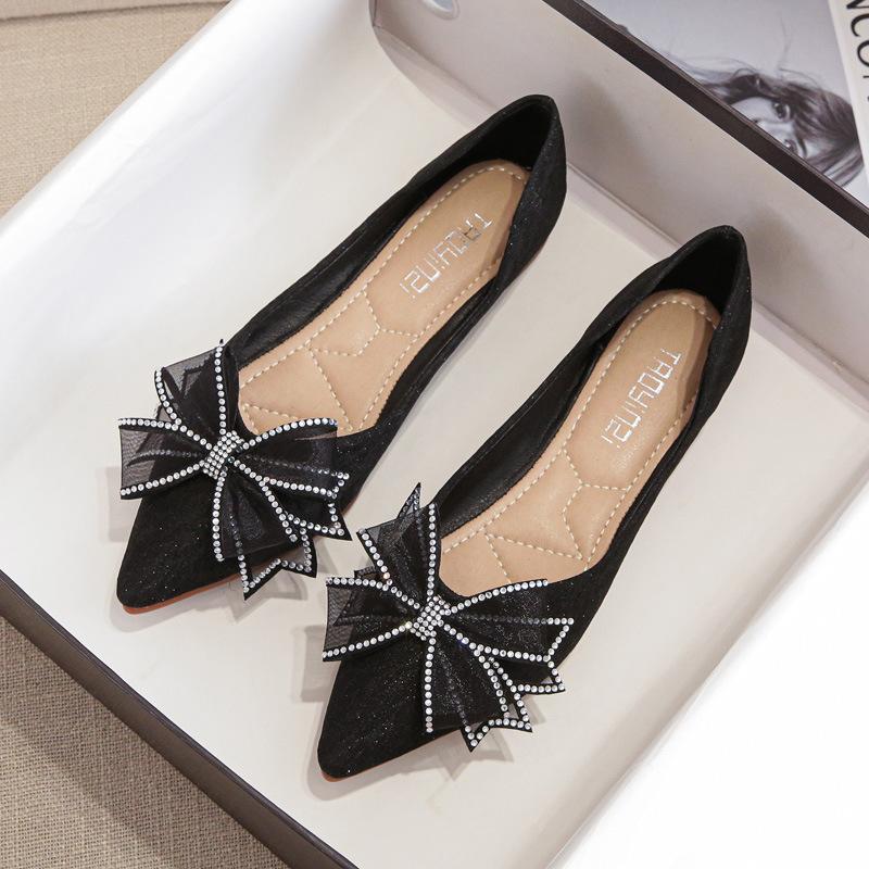 Cpcoepax Casual Flats Met Strik voor Vrouwen PU Leer Puntige Teen Ballet Flats Slip on Platte Schoenen Comfortabele Werk Flats voor Vrouwen Bruiloft Prom Dressy Flats 42 abrikoos