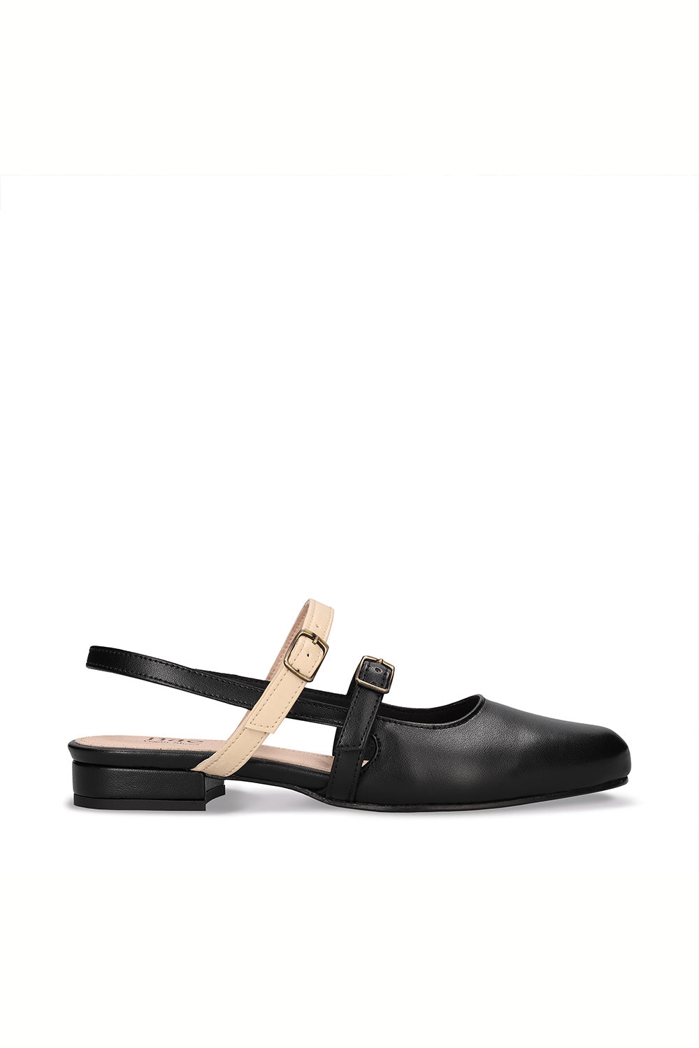 NAE Damen vegan Ballerinas Juno Veganes Ã–ko-Leder Beige/Schwarz