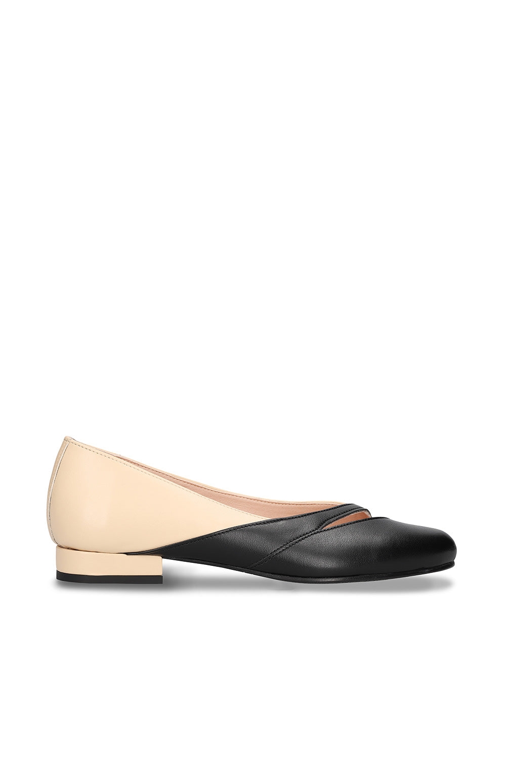 NAE Damen vegan Ballerinas Deme Veganes Ã–ko-Leder Beige/Schwarz