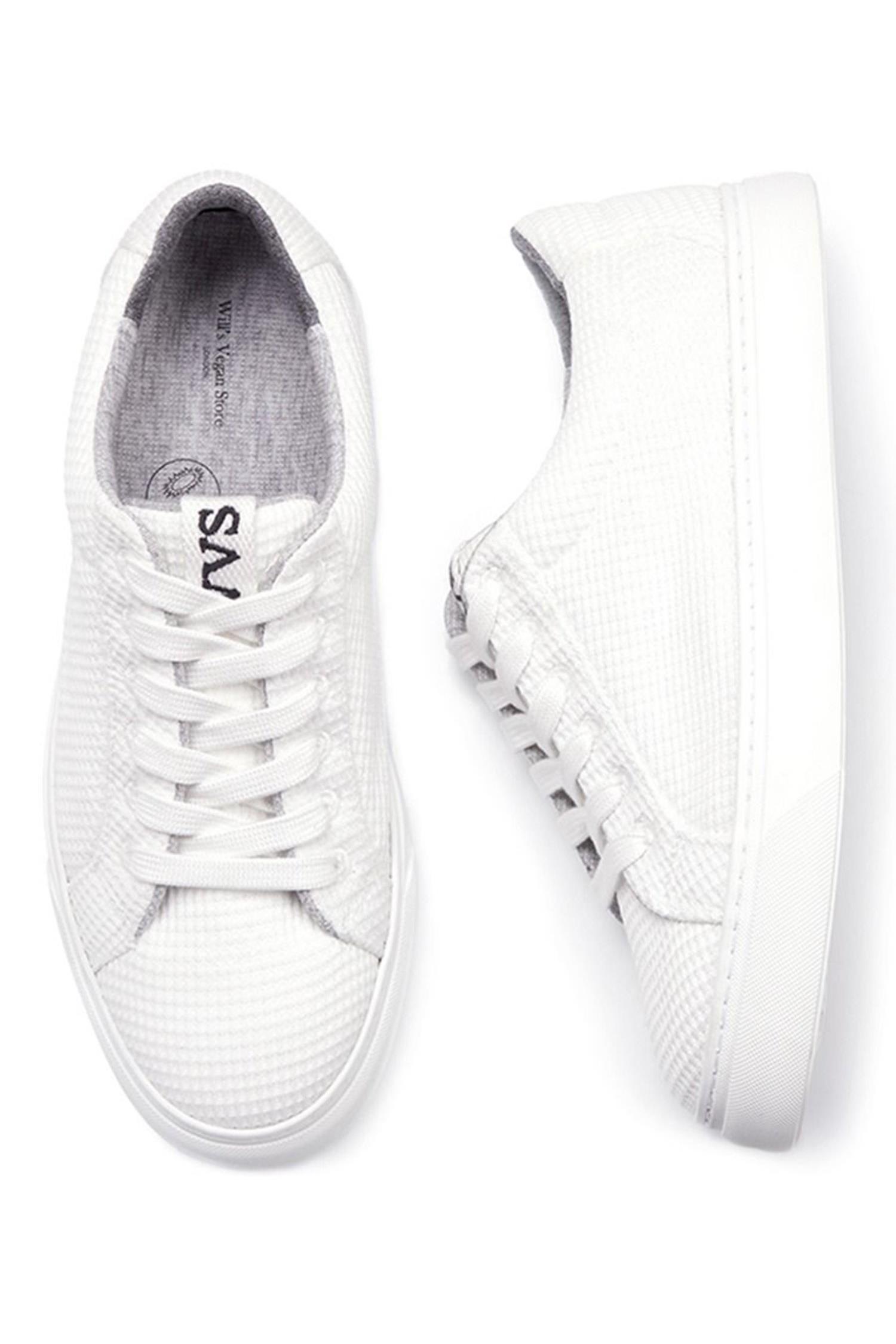 Will's Vegan Store Herren vegan Sneakers Biologisch Abbaubarer Strick WeiÃŸ
